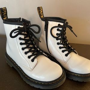 Dr. Martens White Leather Lace Up Combat Boots Youth Junior Size 12